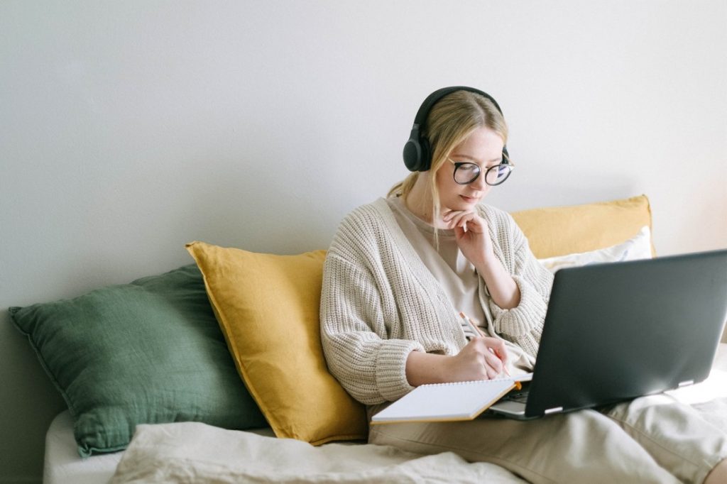 woman listening to music