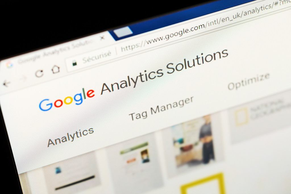 A tab with a google analytics solutions webpage