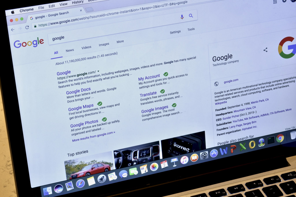 A webpage showing Google Search