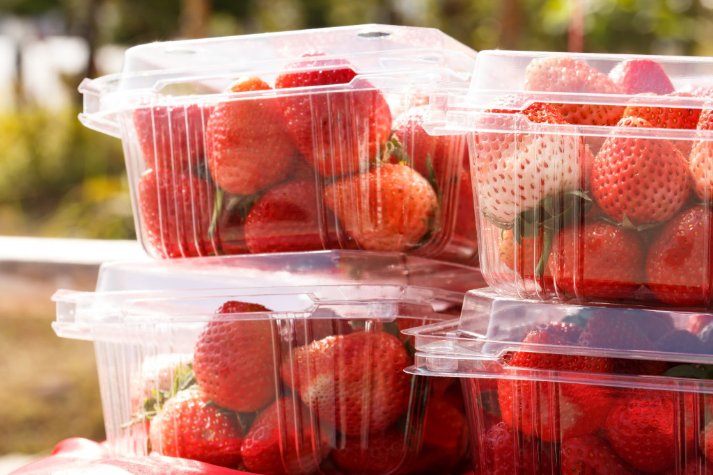 Strawberries packaged for selling